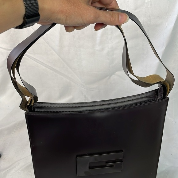 Vintage Gucci Structured Sleek Dark Brown Leather Shoulder Bag Tom Ford Square G - Picture 12 of 17